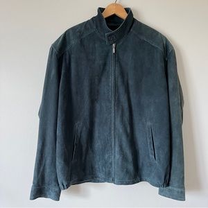 Men's Golden Bear Sportswear 100% Genuine Suede Dark Gray Bomber Zip Jacket